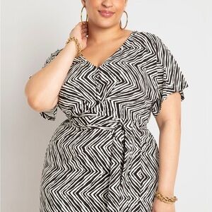 Chic Black and White Geometric Dress